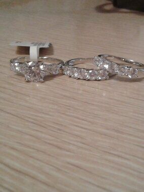 BJC860 NWT Bella Luce Rhodium Plated 3pc Bridal Set 8.57ctw. Size 10